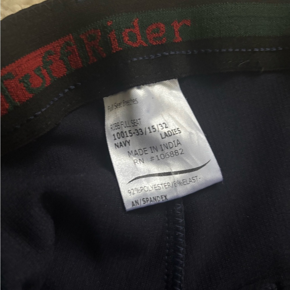 Tuff Rider Navy Blue Ribbed Full Seat Riding Pants 32 - Picture 3 of 4